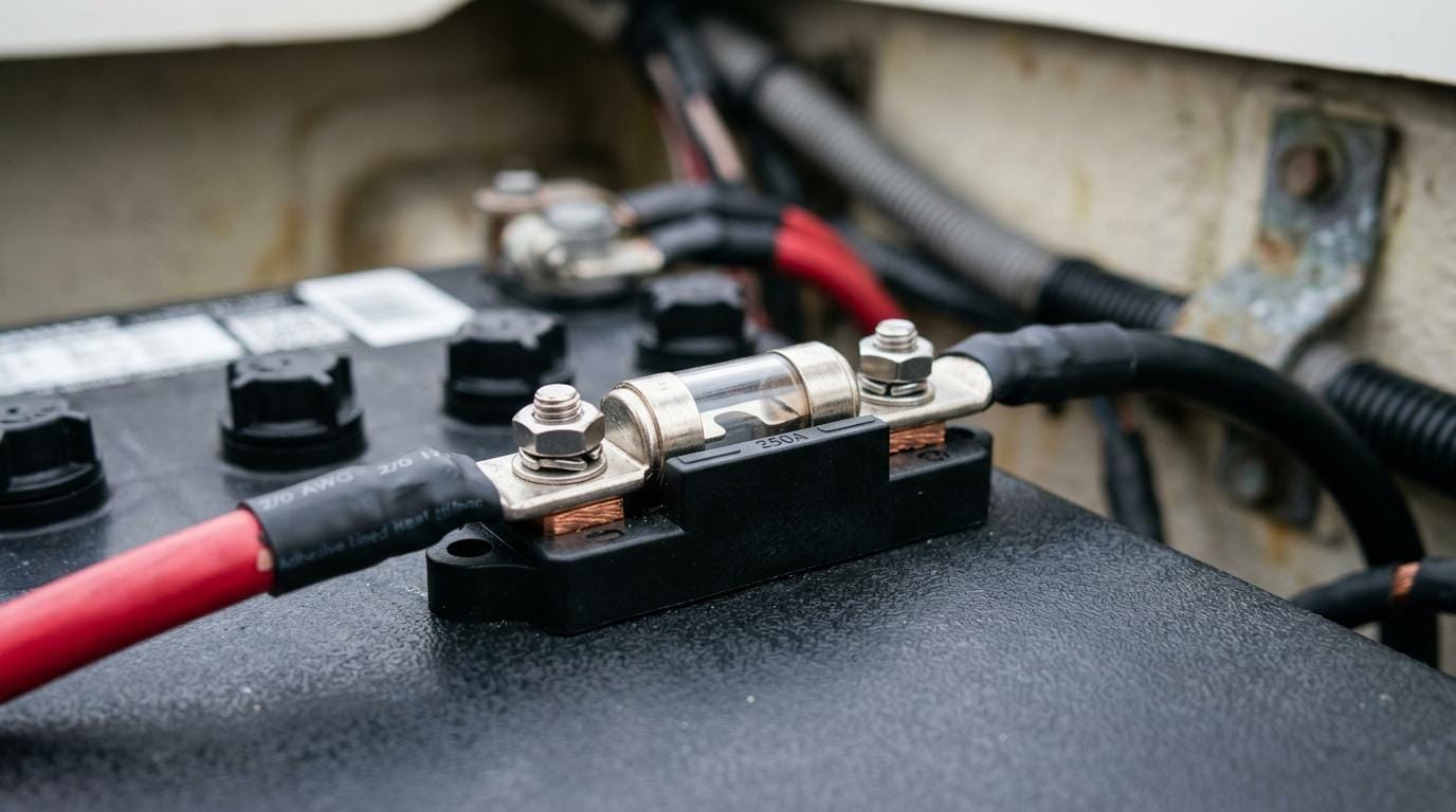 Batterikabler til bovpropel og ankerspil: færdige kabler, kabelsko og sikringer til høj strøm