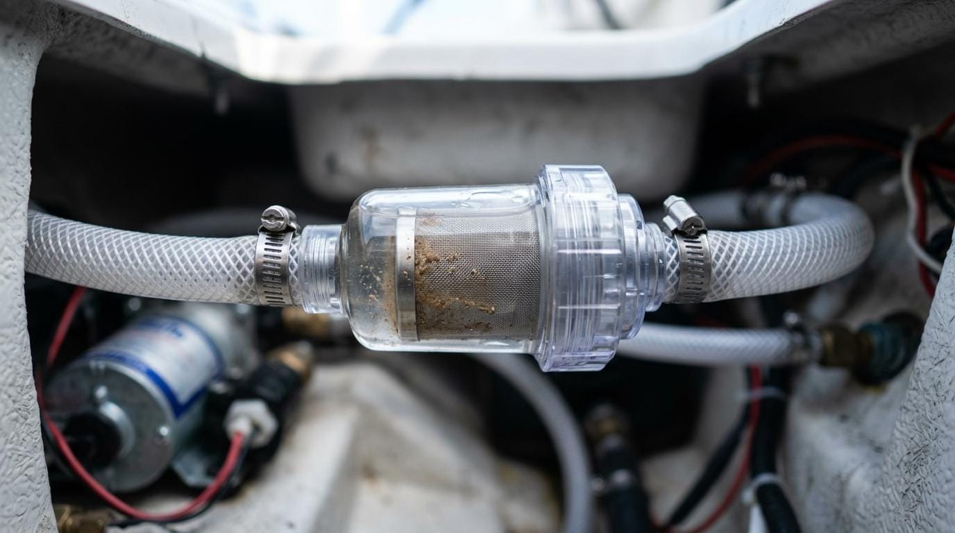 Ferskvandssystem i båden forklaret: pumpe, hydrofor, filter og slanger